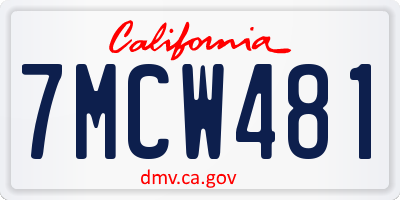 CA license plate 7MCW481