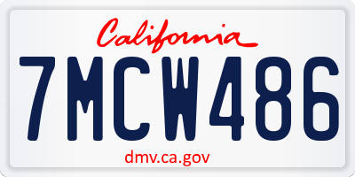 CA license plate 7MCW486