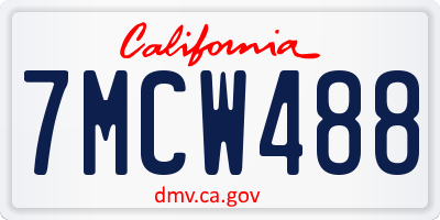 CA license plate 7MCW488