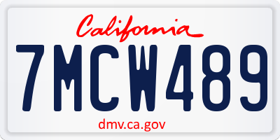 CA license plate 7MCW489