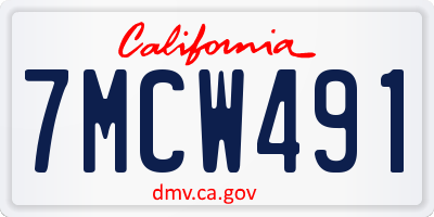CA license plate 7MCW491