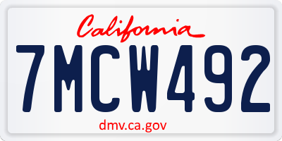 CA license plate 7MCW492