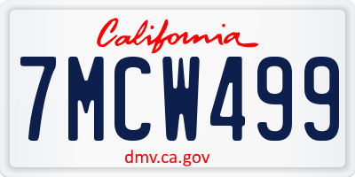 CA license plate 7MCW499