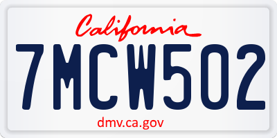 CA license plate 7MCW502
