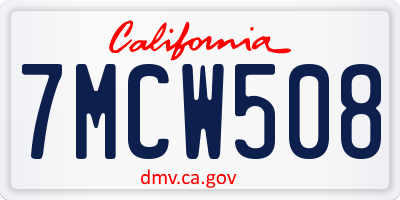 CA license plate 7MCW508