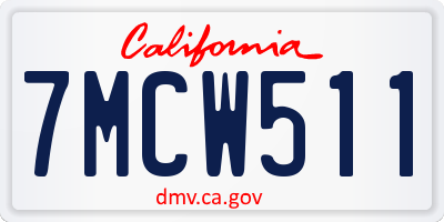 CA license plate 7MCW511