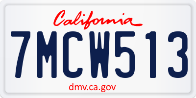 CA license plate 7MCW513