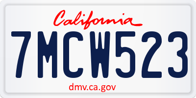 CA license plate 7MCW523