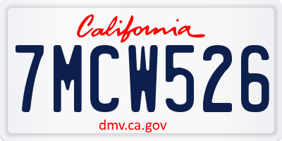 CA license plate 7MCW526