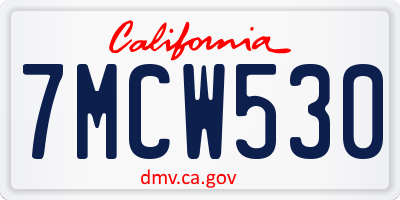 CA license plate 7MCW530