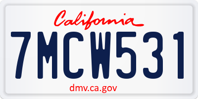 CA license plate 7MCW531