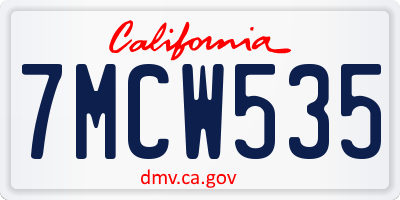 CA license plate 7MCW535