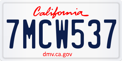 CA license plate 7MCW537
