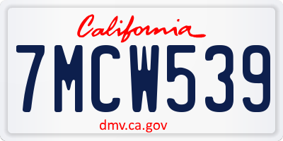 CA license plate 7MCW539