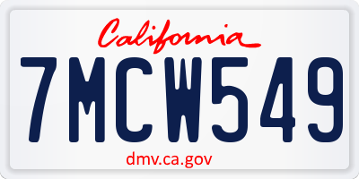 CA license plate 7MCW549