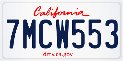 CA license plate 7MCW553