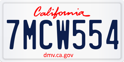 CA license plate 7MCW554