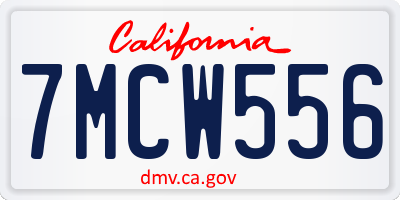 CA license plate 7MCW556
