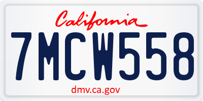 CA license plate 7MCW558