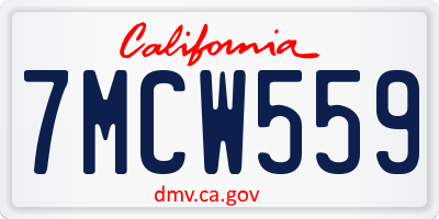 CA license plate 7MCW559