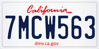 CA license plate 7MCW563