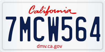 CA license plate 7MCW564