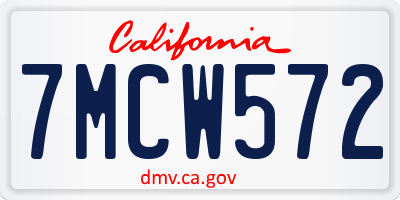 CA license plate 7MCW572