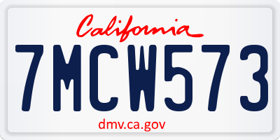 CA license plate 7MCW573