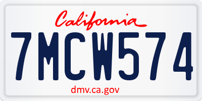 CA license plate 7MCW574