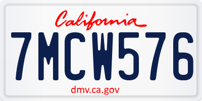 CA license plate 7MCW576