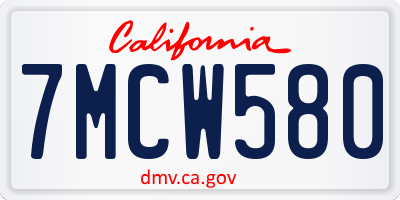 CA license plate 7MCW580