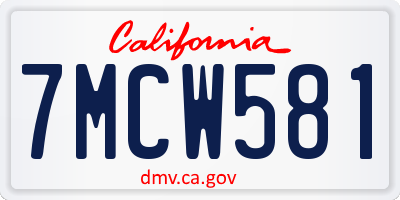 CA license plate 7MCW581