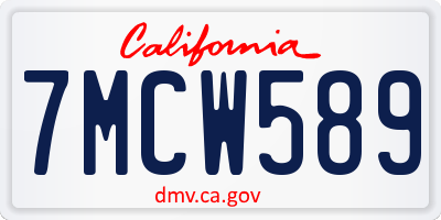 CA license plate 7MCW589