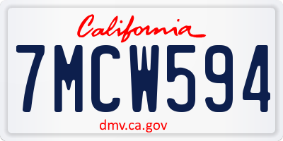 CA license plate 7MCW594