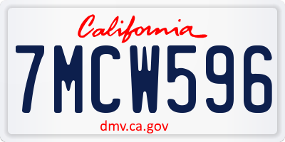 CA license plate 7MCW596