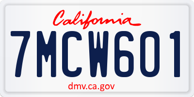 CA license plate 7MCW601