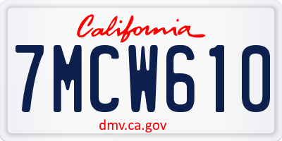 CA license plate 7MCW610