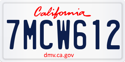 CA license plate 7MCW612