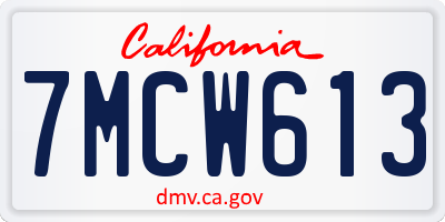 CA license plate 7MCW613
