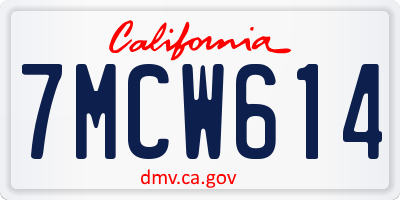 CA license plate 7MCW614