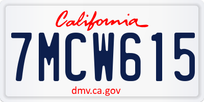CA license plate 7MCW615