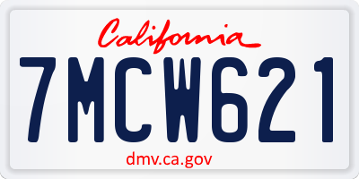 CA license plate 7MCW621