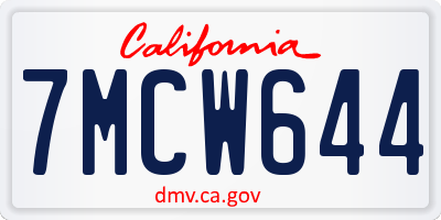 CA license plate 7MCW644
