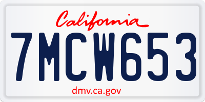 CA license plate 7MCW653