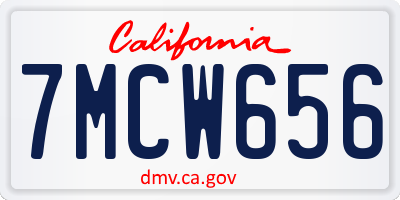 CA license plate 7MCW656