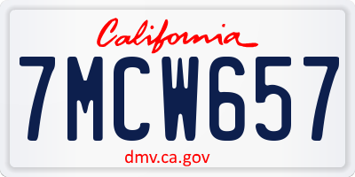 CA license plate 7MCW657