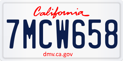 CA license plate 7MCW658