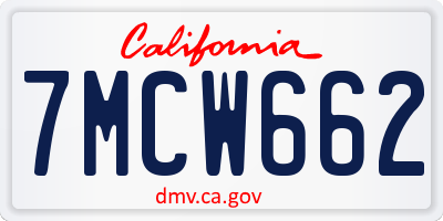 CA license plate 7MCW662
