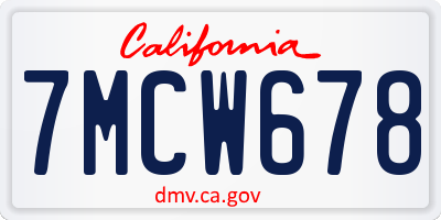 CA license plate 7MCW678