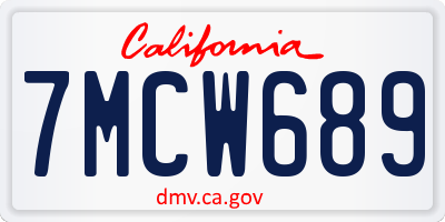 CA license plate 7MCW689
